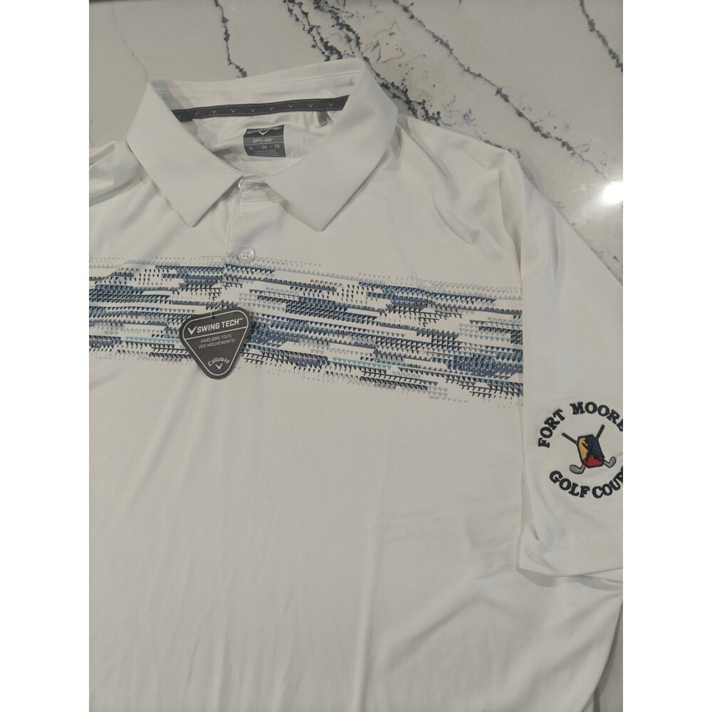 CALLAWAY Opti-Dri Swing Tech Mens White S/S Golf Polo Shirt XL NWT Fort Moore